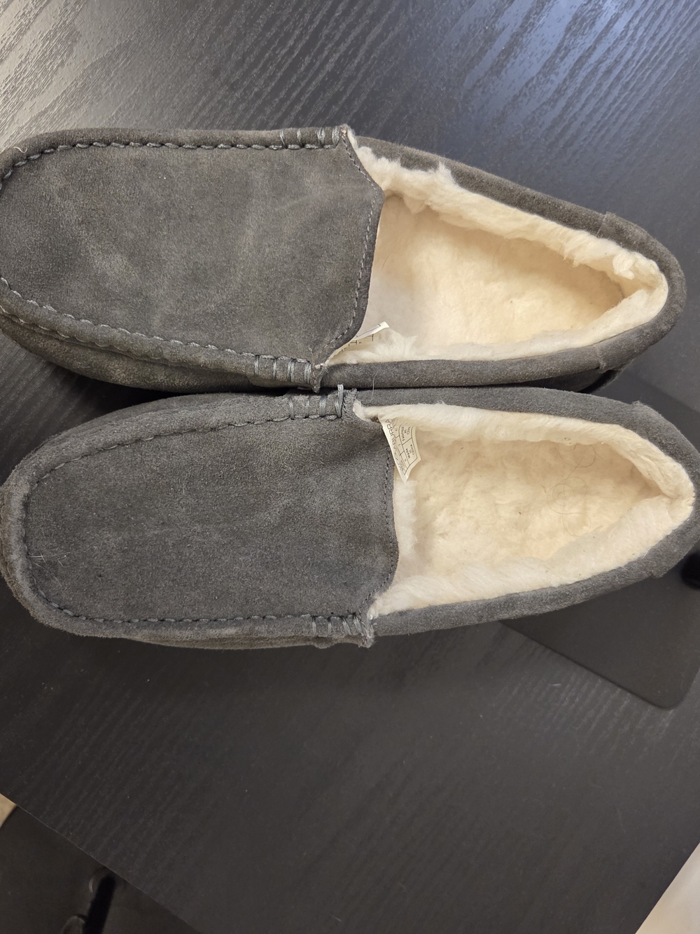 Koolaburra Gray Suede Shearling-Lined Slip-On Loafers